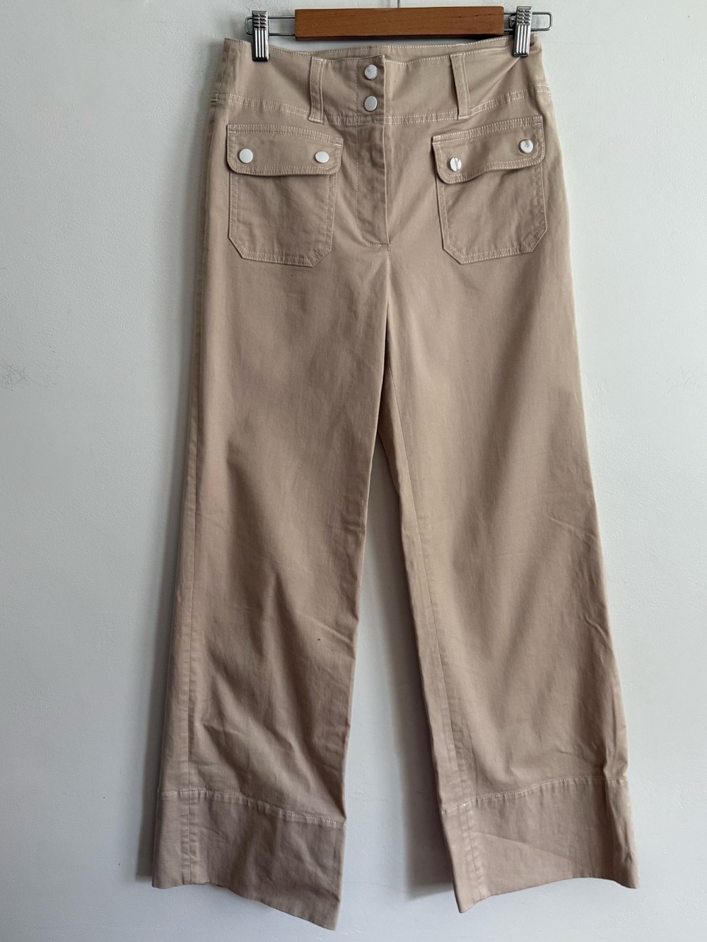ME+EM Beige Wide-Leg High-Waist Utility Pants